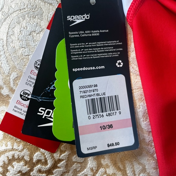 Speedo Blue and Red One Piece Swimsuit for Competitive Swimming. NWT - Picture 8 of 8
